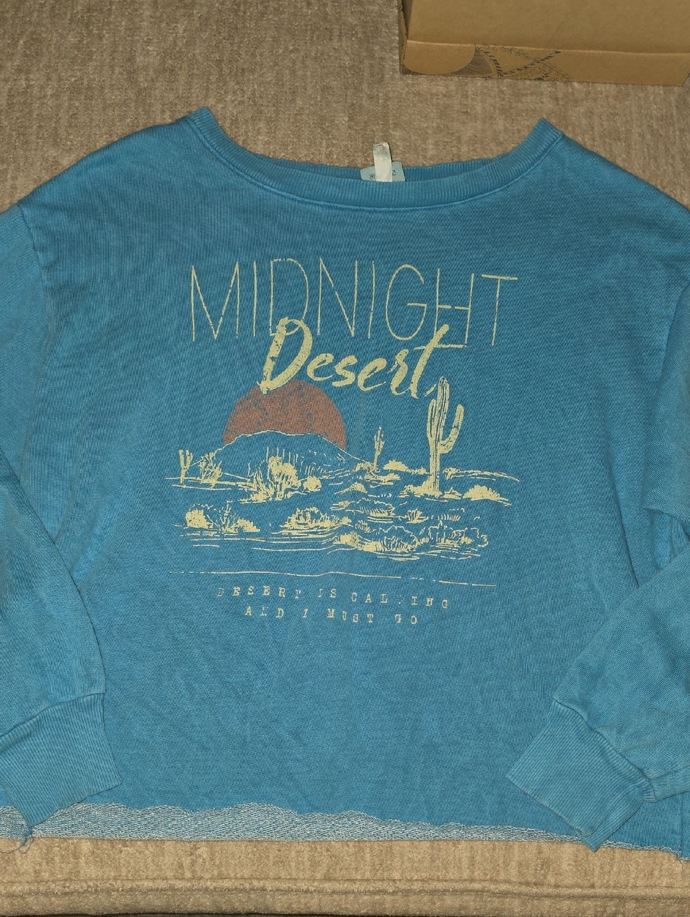 Cropped "Midnight Desert" Blue Graphic Sweatshirt